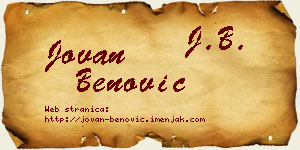 Jovan Benović vizit kartica